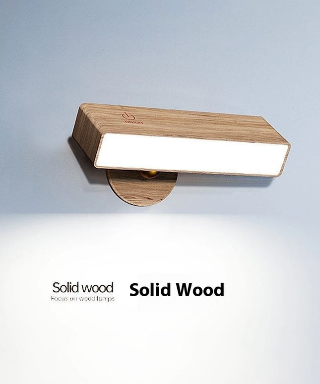 Creative Bedroom Minimalist Wooden Wall Lamp
