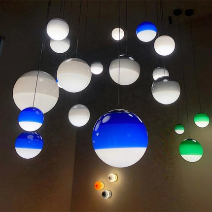 Nordic Minimalist Glass Sphere Pendant Light – Colourful Gradient Chandelier
