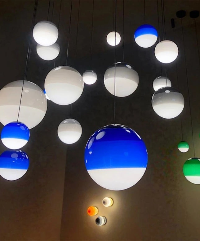 Nordic Minimalist Glass Sphere Pendant Light – Colourful Gradient Chandelier