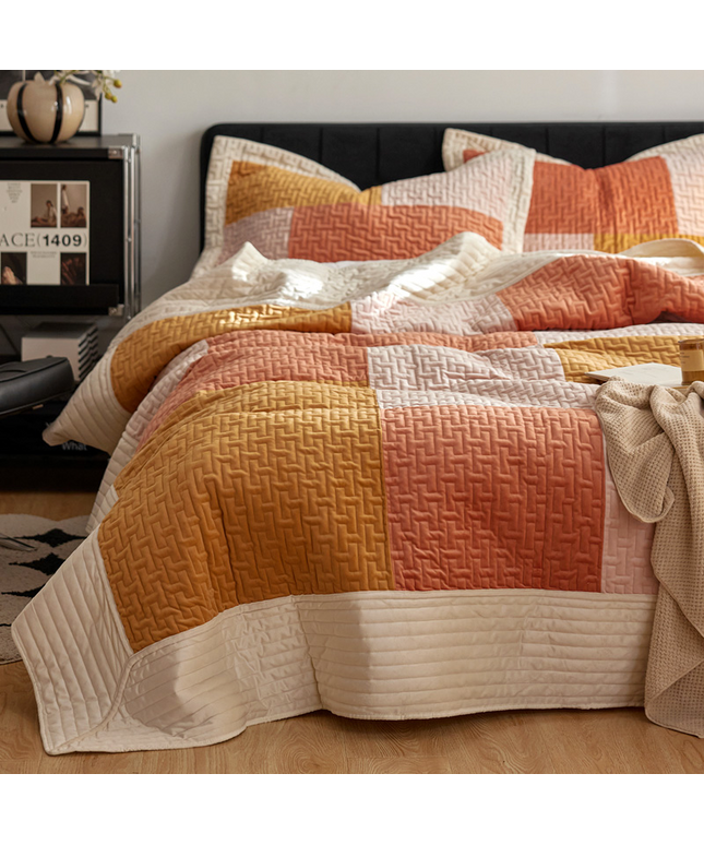 Crystal Velvet Bedspread | Colour Block Luxury Coverlet