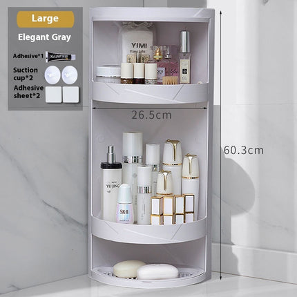 Bathroom Rotatable Storage Rack Wall Mounted, No Drilling Required