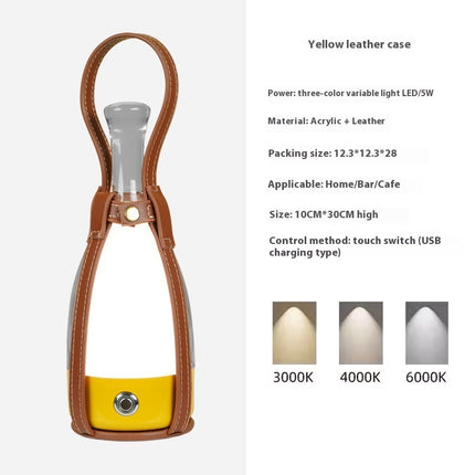 Portable Wine Decanter Lamp – LED Touch Dimming Light with Optional Leather Strap (8 Base Colours)
