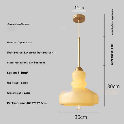 Colourful French-Style Gourd Droplight – Copper or Wrought Iron Fixture