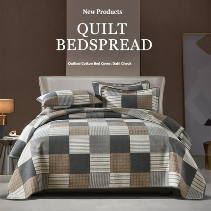 Cotton Bedspread Set | Double-Sided Geometric Quilt