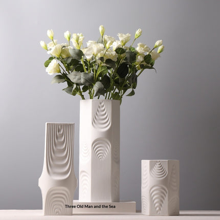 Nordic Geometric Ceramic Vase – Square & Hexagon Minimalist Design