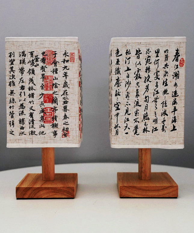 Zen Ancient Poetry Wooden Table Lamp – Manifestation Inspired Lighting