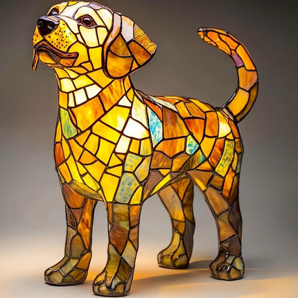 Art Animal Resin LED Table Lamp – Stained Glass Style Cats & Dogs