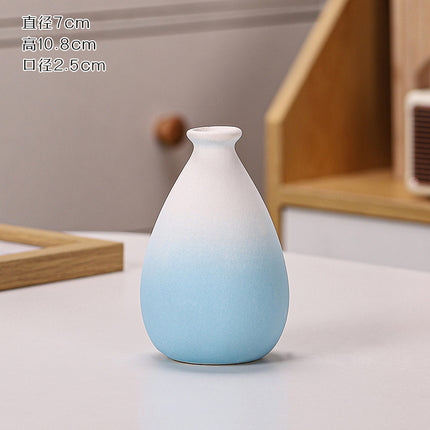 Gradient Macaron Ceramic Vase | Pastel Mini Decorative Vase