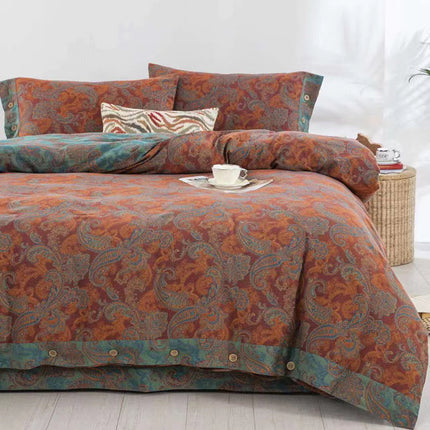 Cotton Floral Bedding Set | Jacquard 4 Piece Duvet Cover