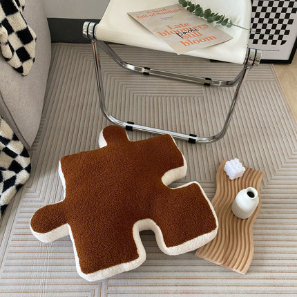 Puzzle Shape Cushion Plush Pillow | Scandinavian Decorative Cushion