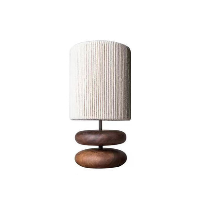 Solid Wood Table Lamp with Seiko Shade – Rustic Modern | Walnut or Light Wood