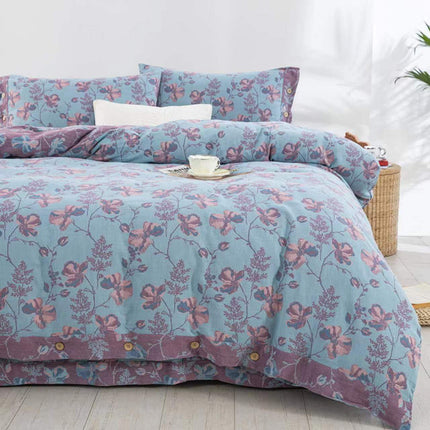 Cotton Floral Bedding Set | Jacquard 4 Piece Duvet Cover