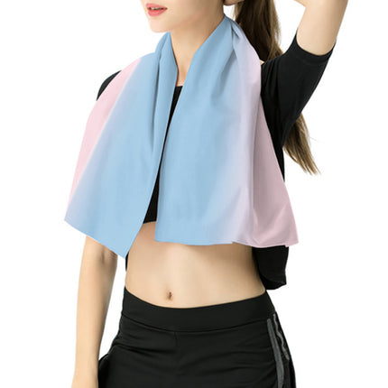 Ombre Quick-Dry Microfibre Bath Towel – Blue & Pink Gradient | Ikeame