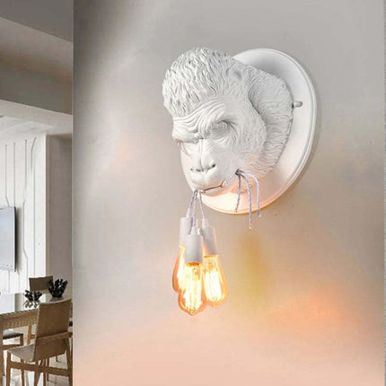 Gorilla Head Wall Light – Modern Resin Design in Black or White