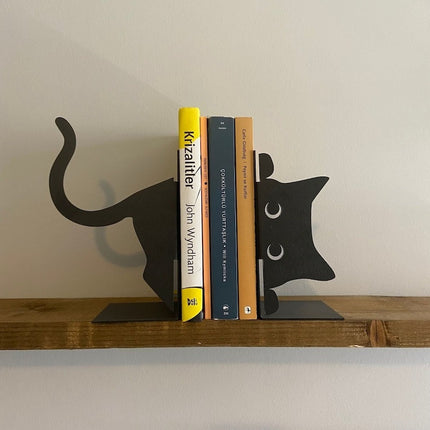 Black Cat Bookends | Metal Bookend Shelf Décor