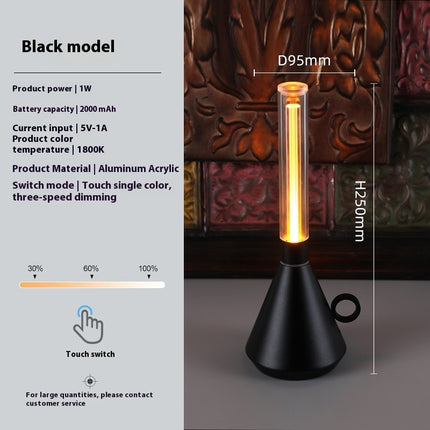 Retro Kerosene Lamp Style Rechargeable Light – Portable LED Lantern with Touch Dimming (Gold or Black)