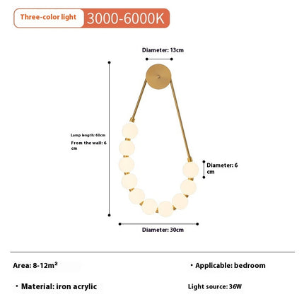 Simple Bedroom Creative Warm High-grade Light Luxury Wall Lamp