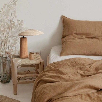 Japanese Style Bamboo Table Lamp – Minimalist Decorative Light with Linen Shade