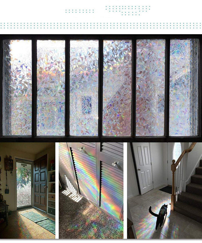 3D colorful glue-free balcony bathroom frosted window sticker