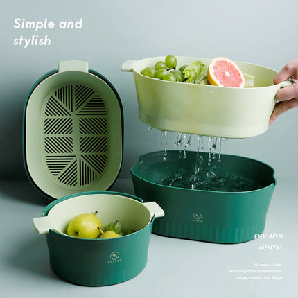 Double-Layer Drain Basket 🌀 – Colander & Bowl, 2 Sizes, 3 Colours