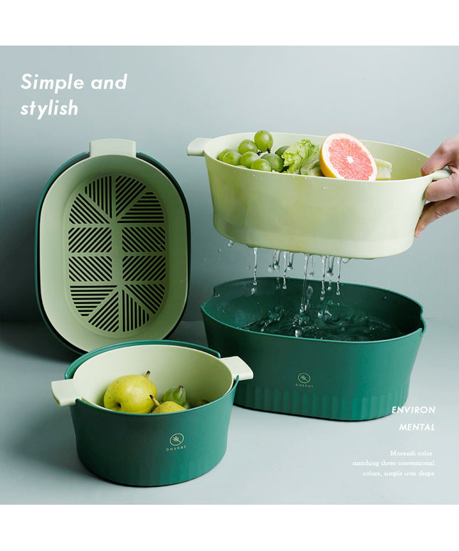 Double-Layer Drain Basket 🌀 – Colander & Bowl, 2 Sizes, 3 Colours