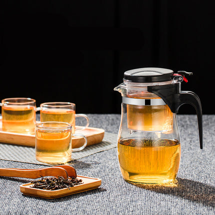 Drum-Shaped Glass Teapot 🍵 – Built-In Strainer, 3 Sizes