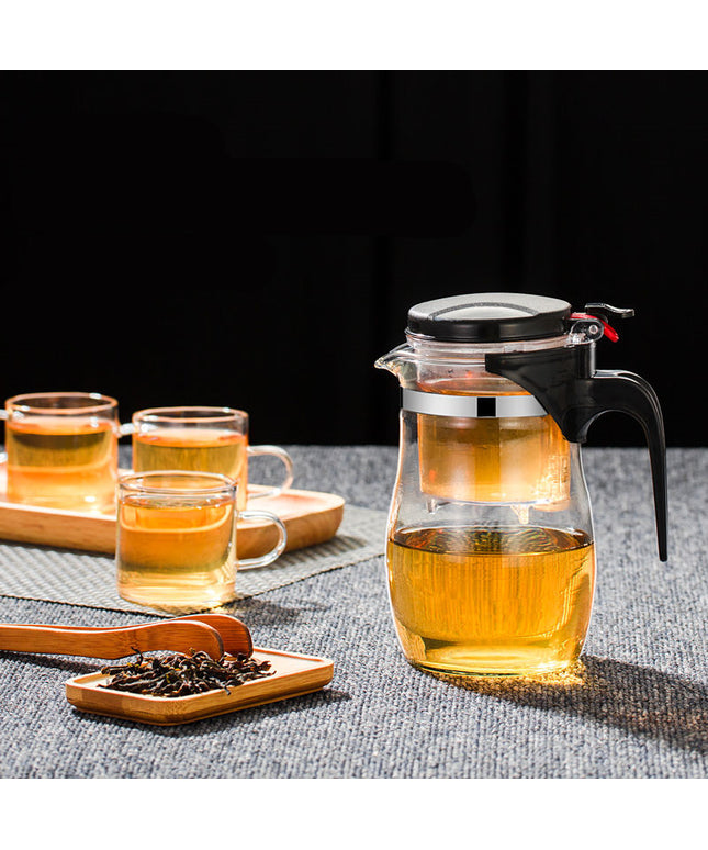 Drum-Shaped Glass Teapot 🍵 – Built-In Strainer, 3 Sizes