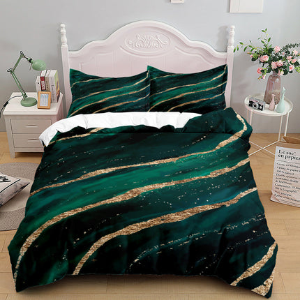 Metallic Gold Marble Quilt Cover Set – 3 Piece Bedding in 4 Colours & 3 Sizes