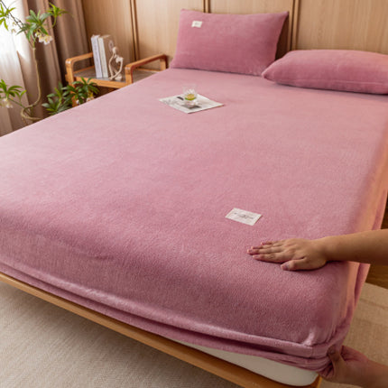 Milk Fiber Single-piece All-inclusive Non-slip Coral Flannel Sets Fitted Sheet