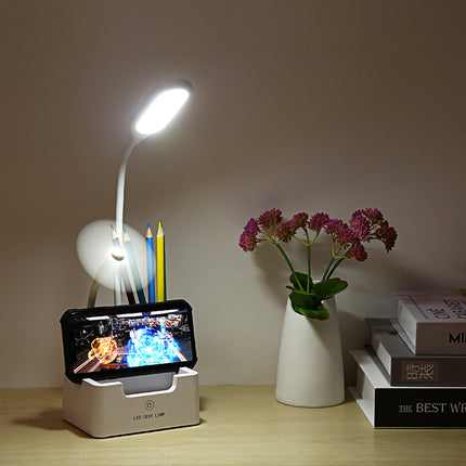USB Rechargeable LED Desk Lamp – Eye Protection, Phone Stand & Desk Tidy