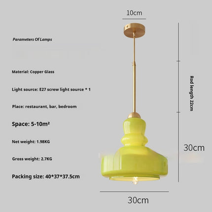 Colourful French-Style Gourd Droplight – Copper or Wrought Iron Fixture