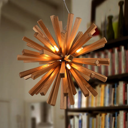 Nordic Solid Wood Designer Chandelier – Sculptural Lighting | 52cm