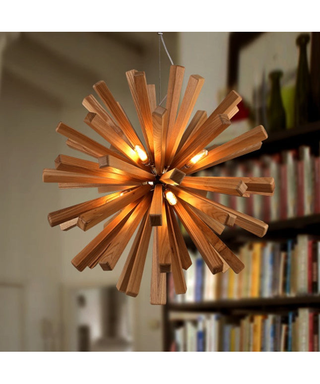 Nordic Solid Wood Designer Chandelier – Sculptural Lighting | 52cm