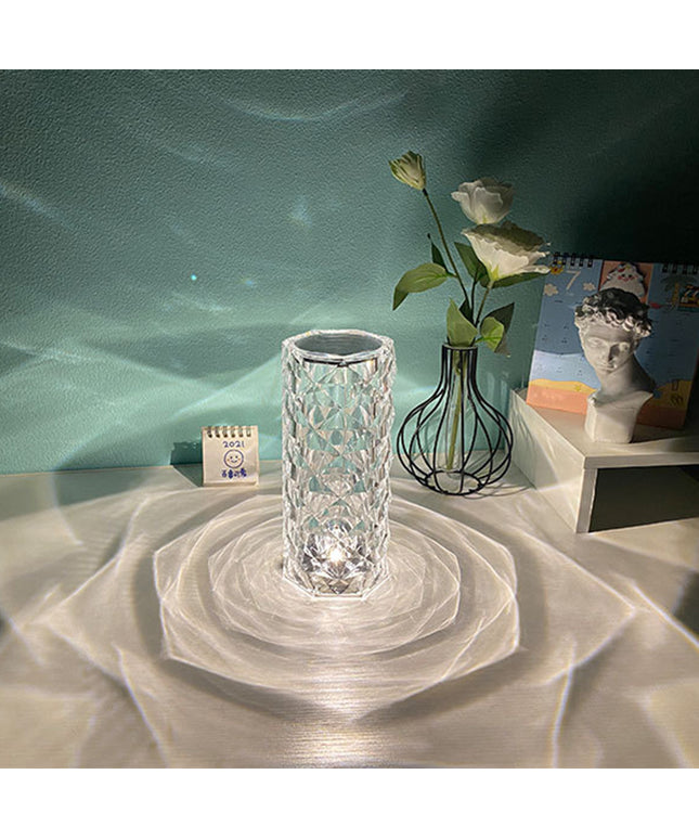 Nordic Crystal Lamp USB Table Lamps Bedroom Touch Dimming Atmosphere Diamond Night Light Rose Projector Lamp Decor