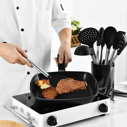 Stainless Steel & Silicone 9-Piece Utensils Kit 🍳 – With Pot