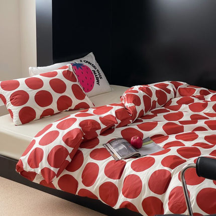 Polka dot printed cotton four-piece set – Trendy & Practical for Daily Living