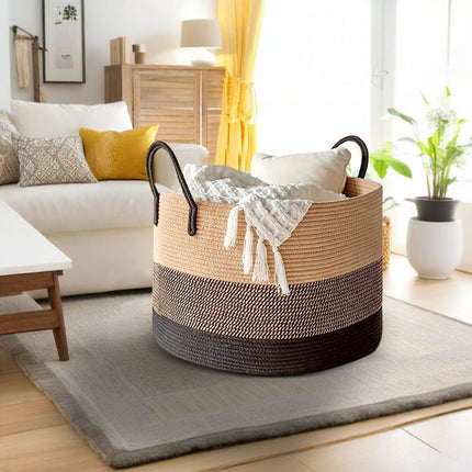 Cotton Rope Storage Basket - Large Woven Organiser in 9 colours (single or set)