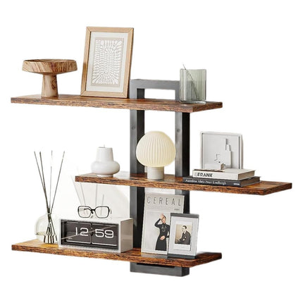 3 Tier Wooden Wall Shelf Floating Storage Organiser