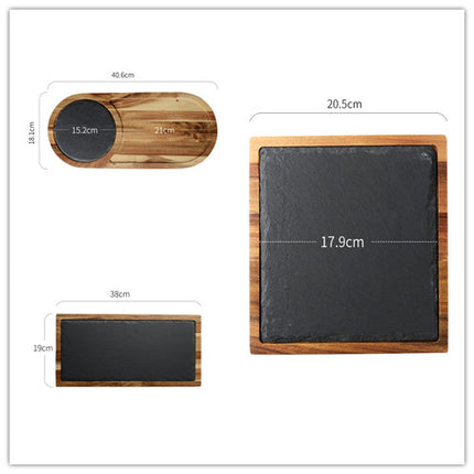 Acacia Wood Pizza Plate | Wooden Serving Board with Stone