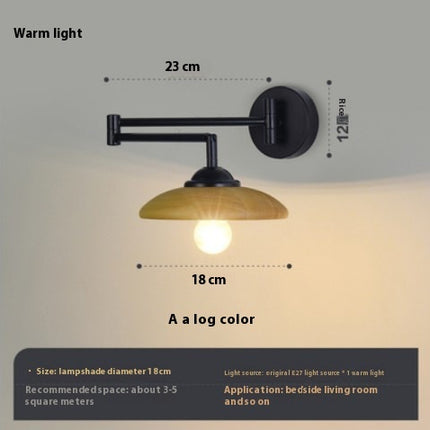 Japanese-Style Folding Wooden Wall Lamp – Retro Retractable Long Arm Light (Wood / Walnut, 3 Types)