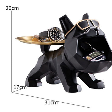 Bulldog Key Storage Tray Black Gold Geometric Organiser