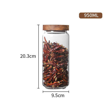 Glass Storage Jars Acacia Wood Lid Airtight Canisters