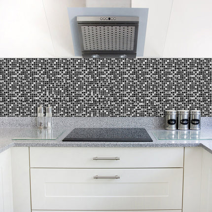 Black Mosaic Tile Stickers — Geometric PVC Wall Decals