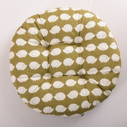 Round, patterned seat cushion with silk cotton core – Trendy & Practical for Daily Living