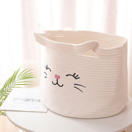 Cat Face Storage Basket - Cotton Rope Cute Organiser