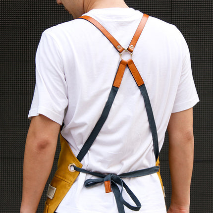 Utility Apron with Pockets – Full Body | Gardening & Kitchen | Yellow, Black, Green, Brick