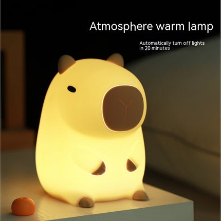 Capybara Night Light – Soft Silicone Rechargeable Lamp | Ikeame