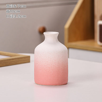 Gradient Macaron Ceramic Vase | Pastel Mini Decorative Vase