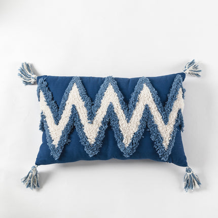 Colourful Moroccan-Style Geometric Tufted Embroidered Cushion – Blue or Yellow  🌟🧵