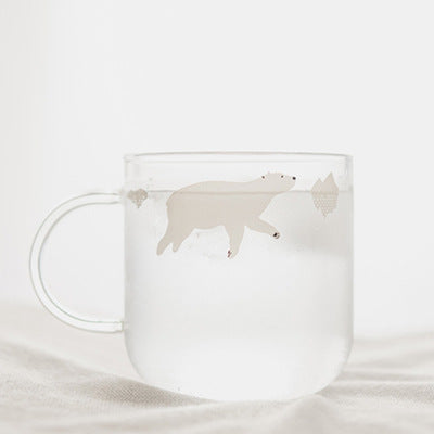 Polar Bear Glass Mug | Cute Penguin Clear Coffee Cup